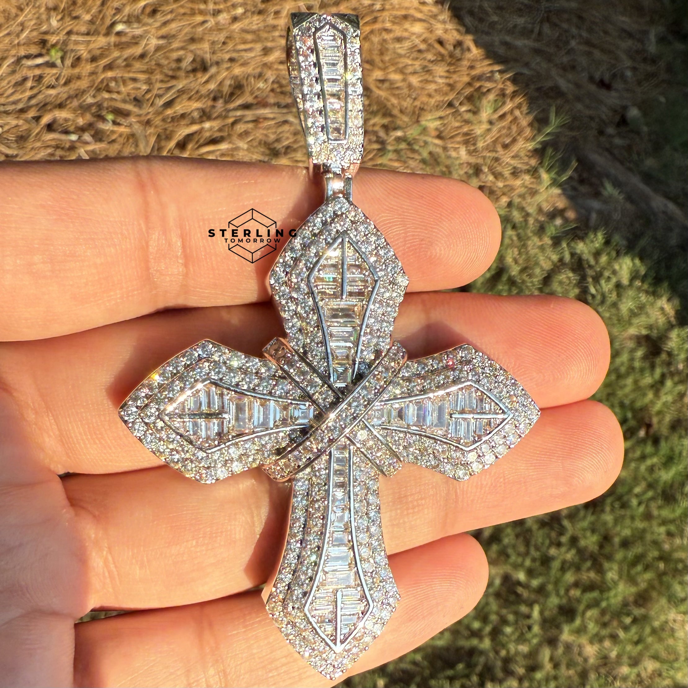 Designer Cross Iced Out Pendant