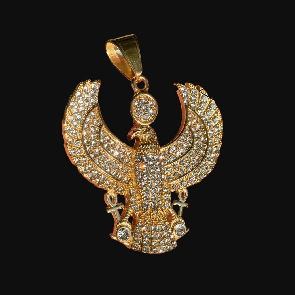 Gold Eagle Pendant Necklace, Stainless Steel Necklace for Men, CZ Eagle Pendant, 14K Gold PVD 316L Waterproof Necklace, Gift for Him