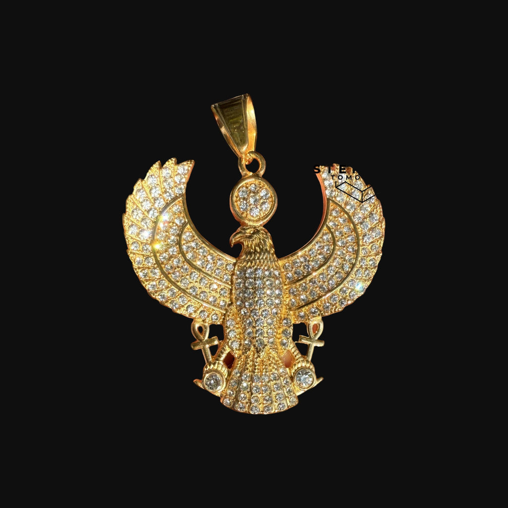 Gold Eagle Pendant Necklace, Stainless Steel Necklace for Men, CZ Eagle Pendant, 14K Gold PVD 316L Waterproof Necklace, Gift for Him