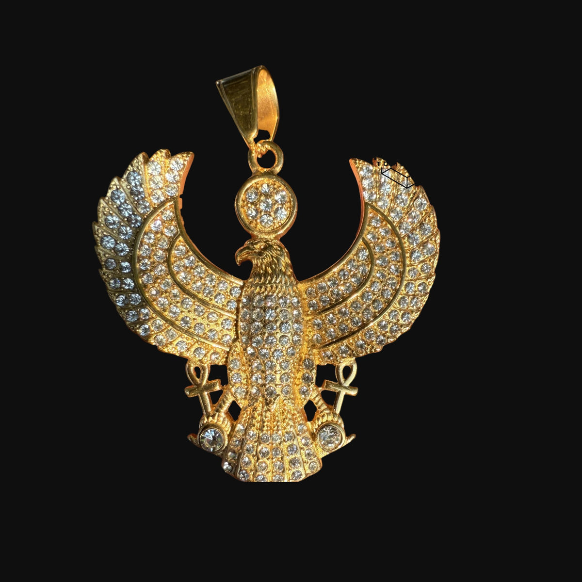 Gold Eagle Pendant Necklace, Stainless Steel Necklace for Men, CZ Eagle Pendant, 14K Gold PVD 316L Waterproof Necklace, Gift for Him