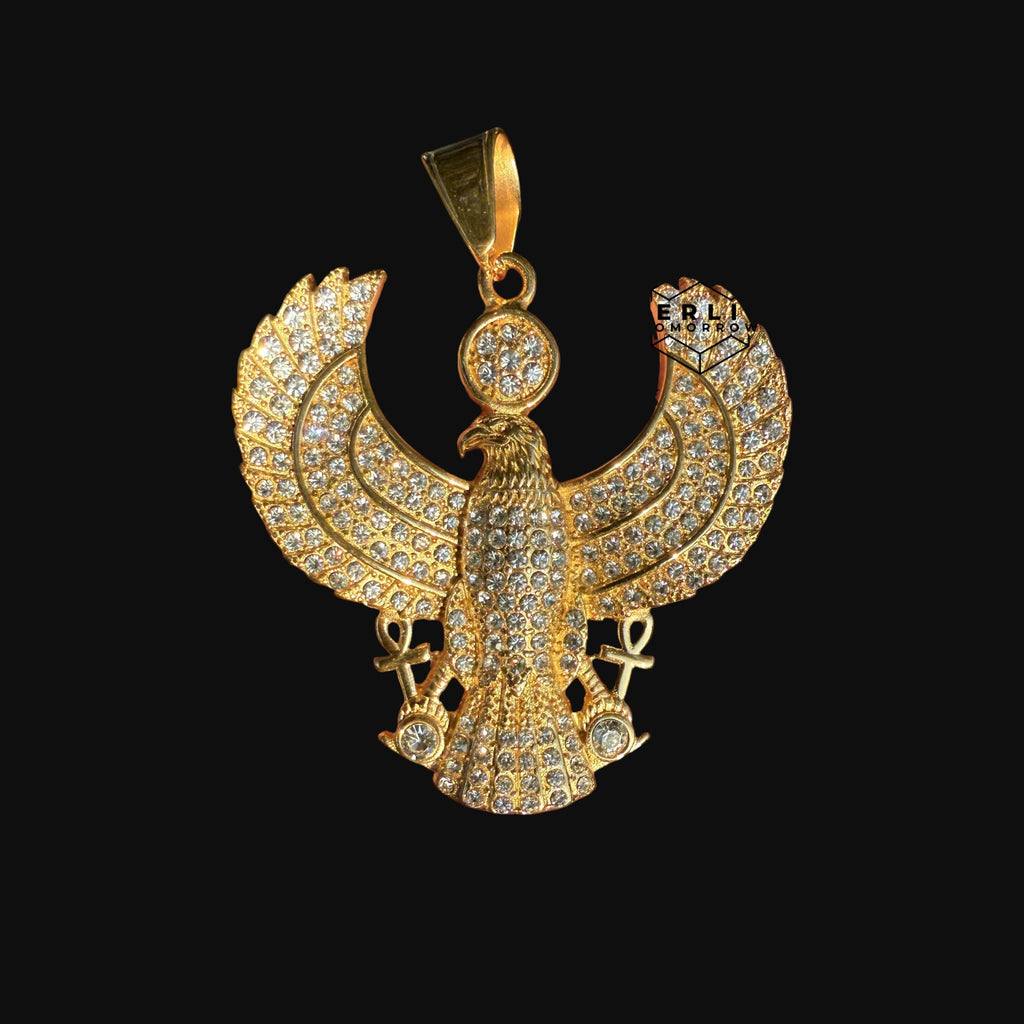 Gold Eagle Pendant Necklace, Stainless Steel Necklace for Men, CZ Eagle Pendant, 14K Gold PVD 316L Waterproof Necklace, Gift for Him