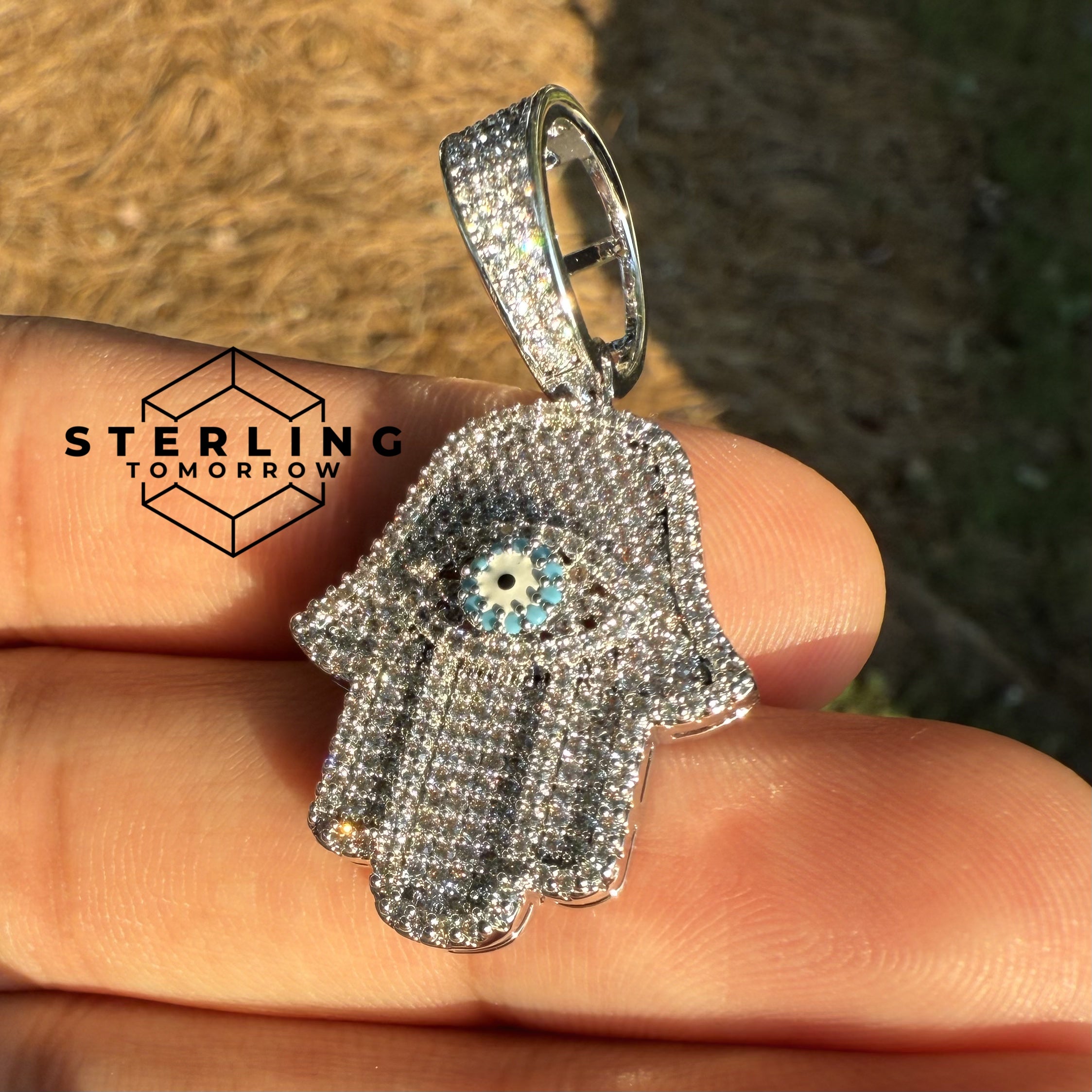 Hamsa Hand Pendant with Blue Evil Eye