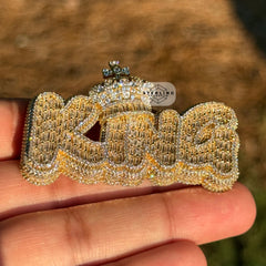 King Crown with Cross Gold Tone Pendant