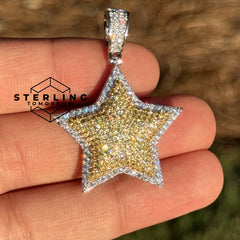 Star Iced Out Gold & Silver Tone Pendant