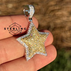 Star Iced Out Gold & Silver Tone Pendant