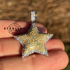 Star Iced Out Gold & Silver Tone Pendant
