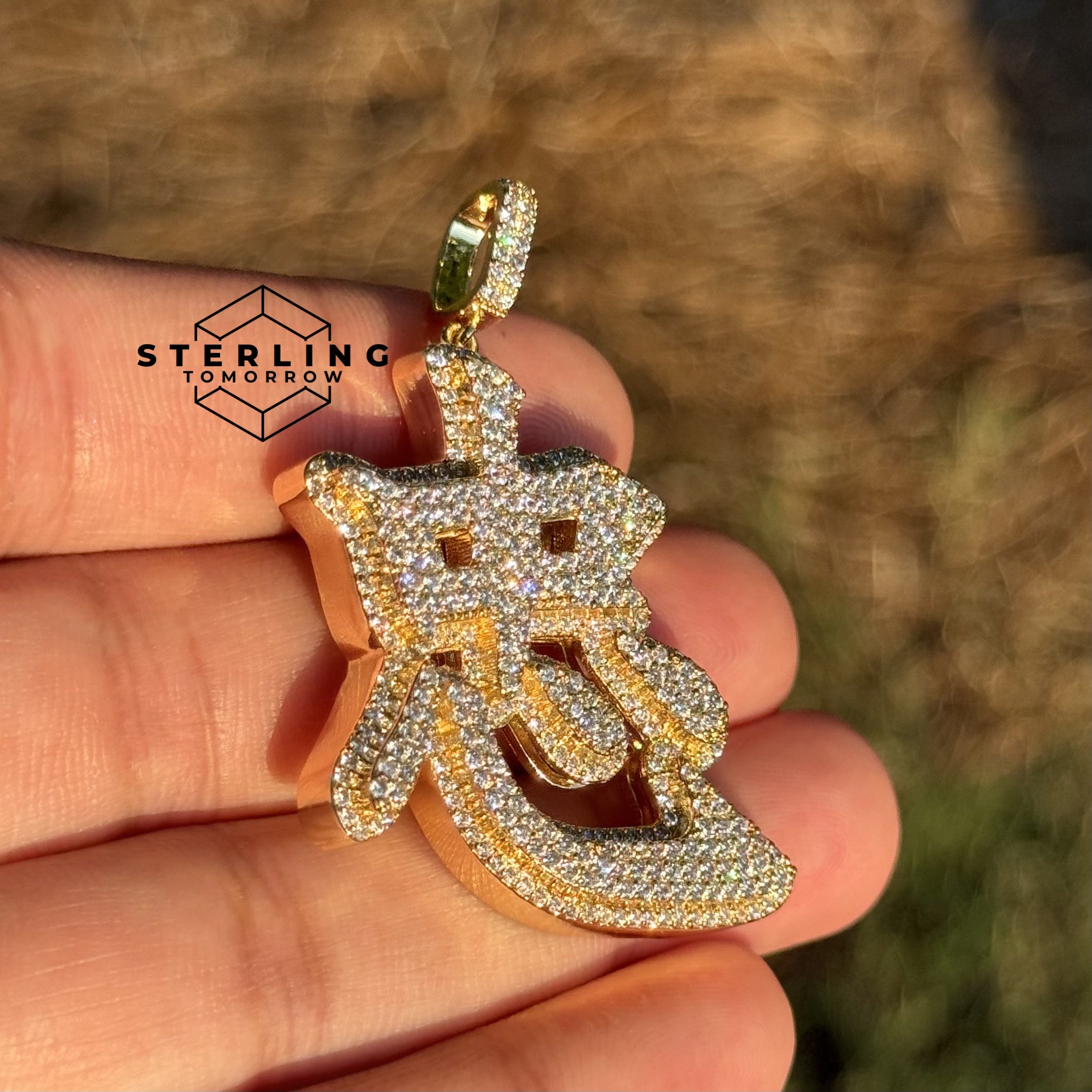 Chinese Zodiac Rat Iced Out Gold Tone Pendant