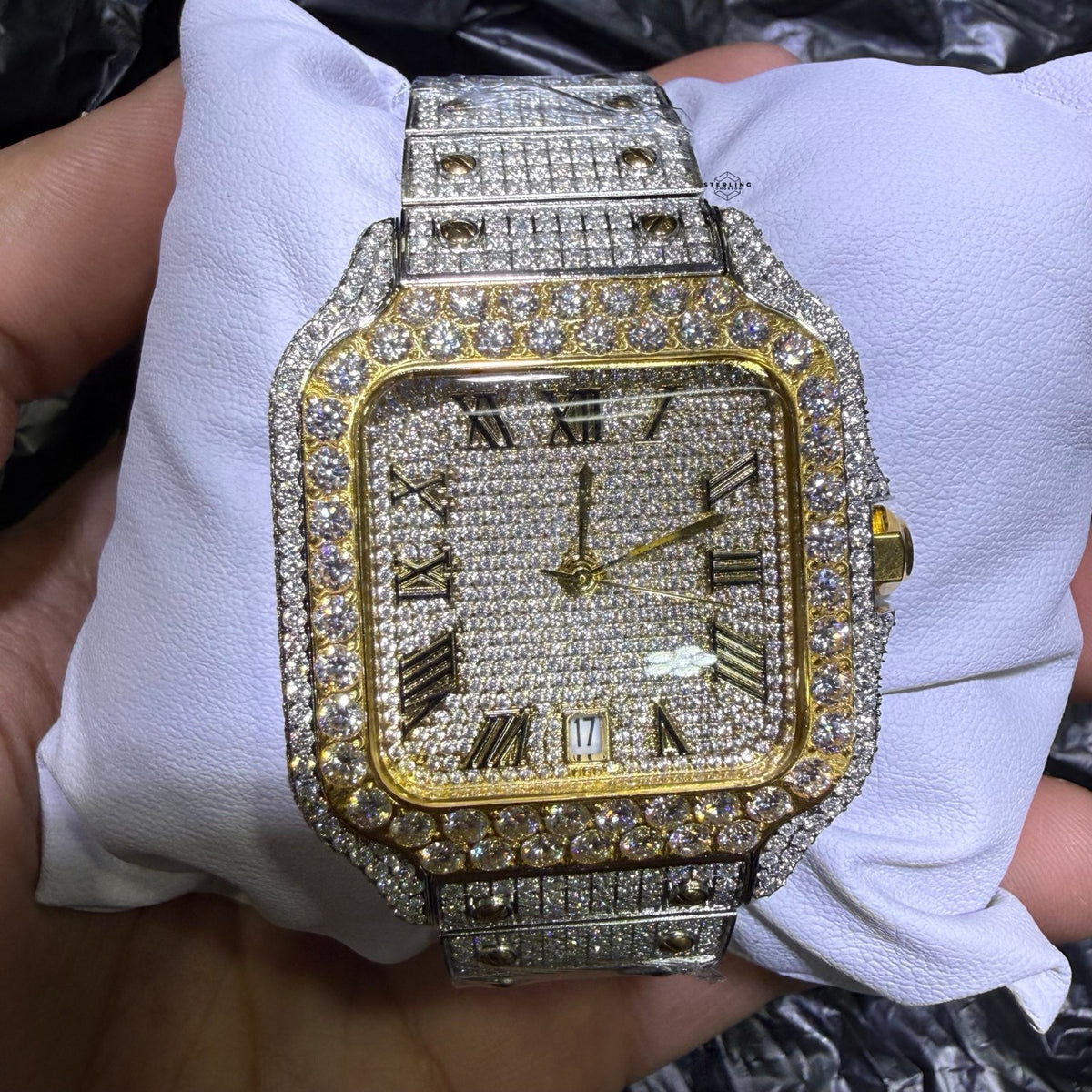 Moissanite Yellow Two Tone 40mm Stainless Steel Watch - Pass Diamond Testers
