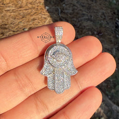 Hamsa Hand Iced Out Pendant