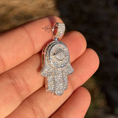 Hamsa Hand Iced Out Pendant