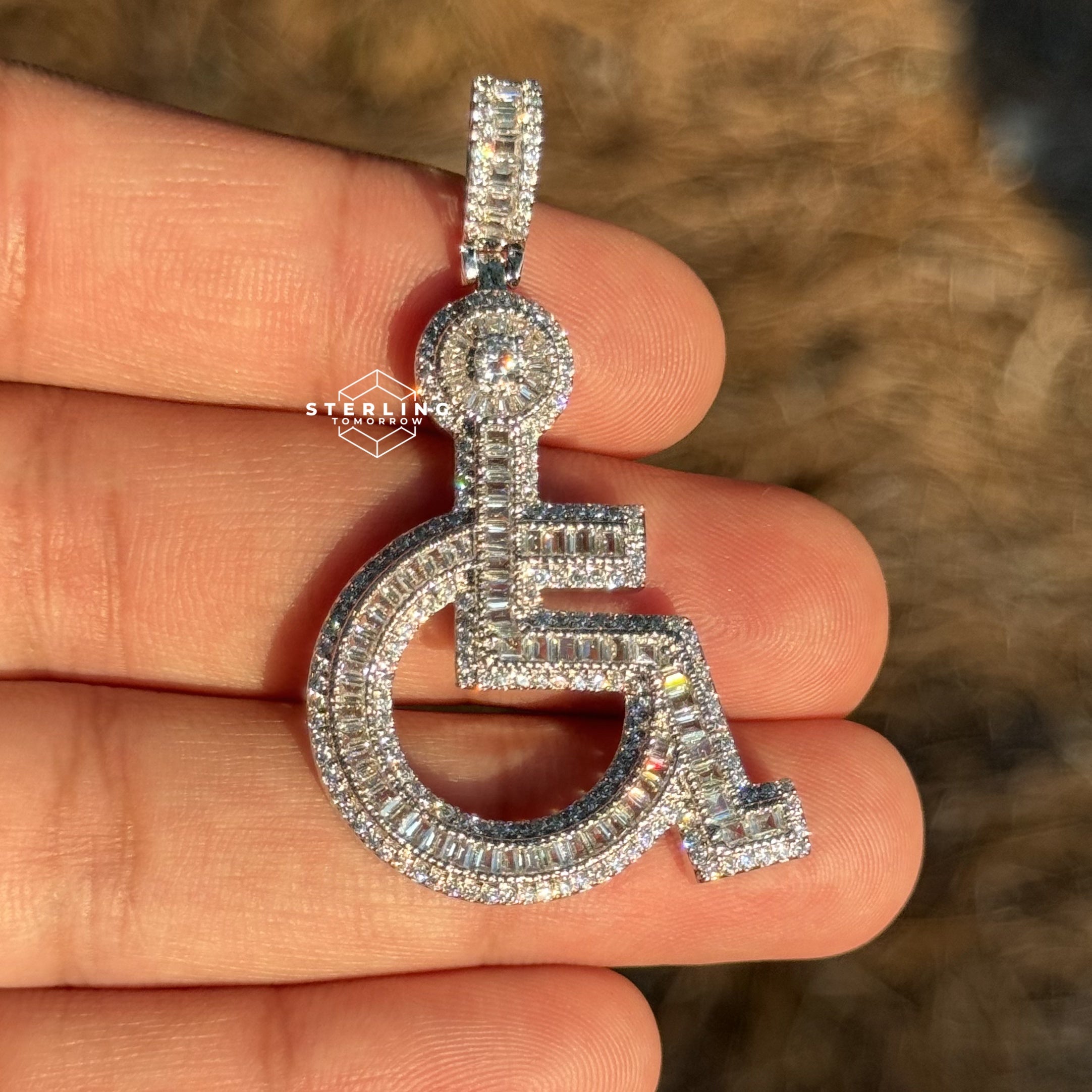 Wheelchair Symbol Pendant - Silver Tone