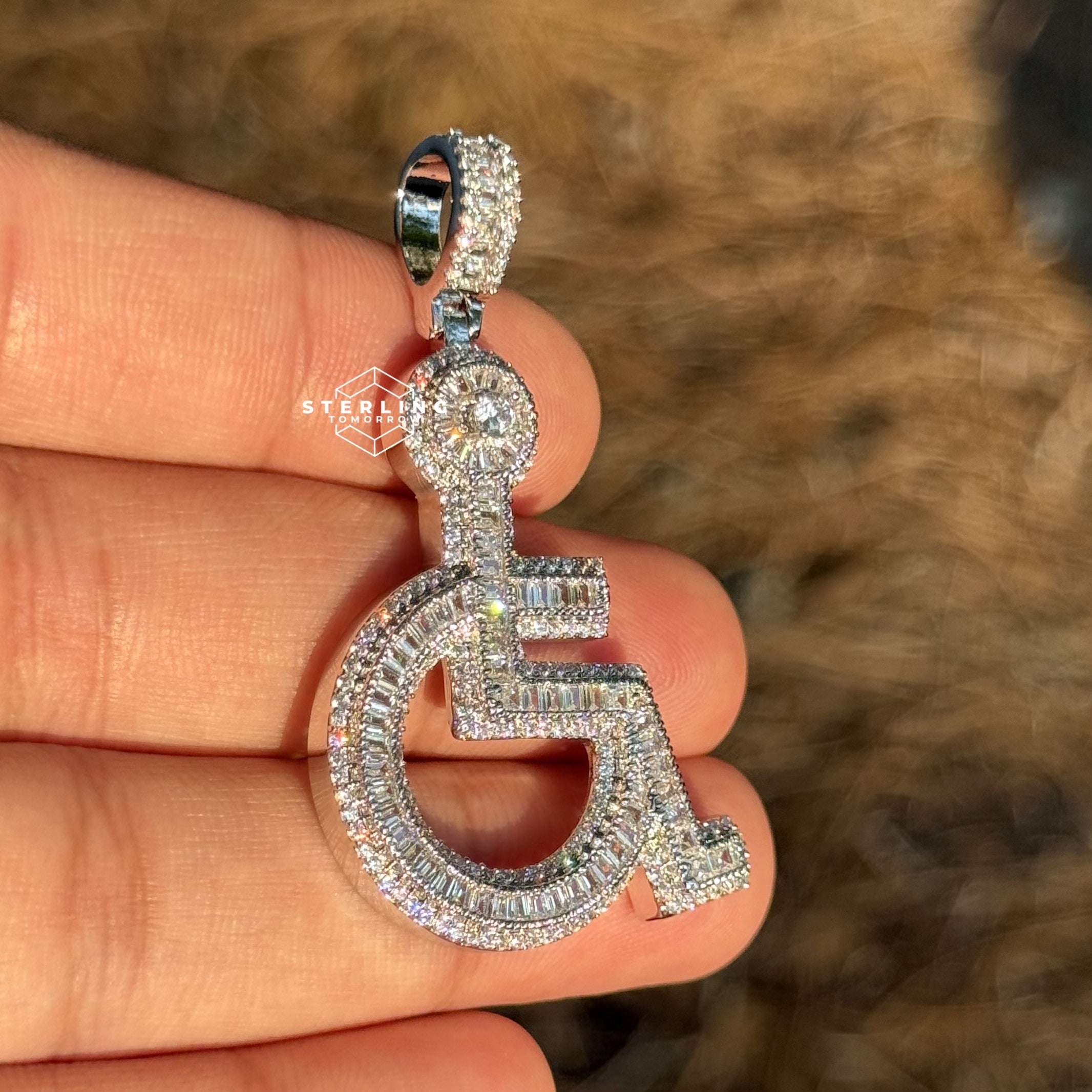 Wheelchair Symbol Pendant - Silver Tone