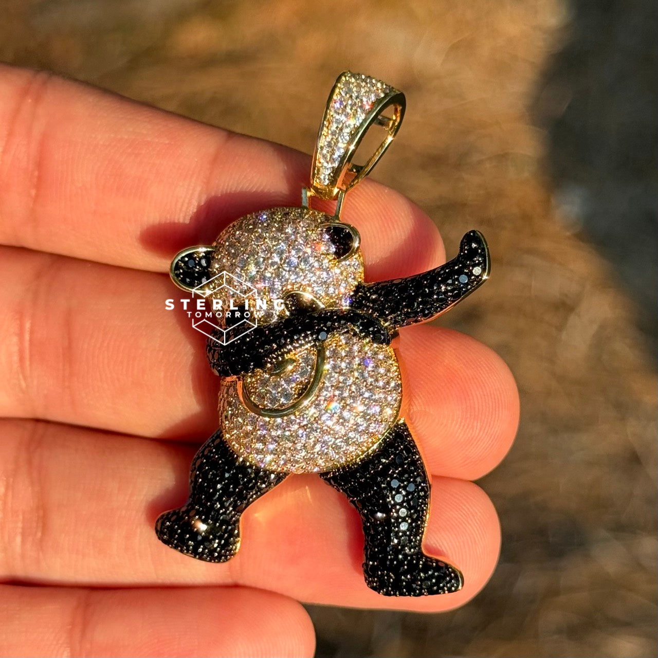 Dabbing Panda Iced Out Bling Hip Hop Pendant