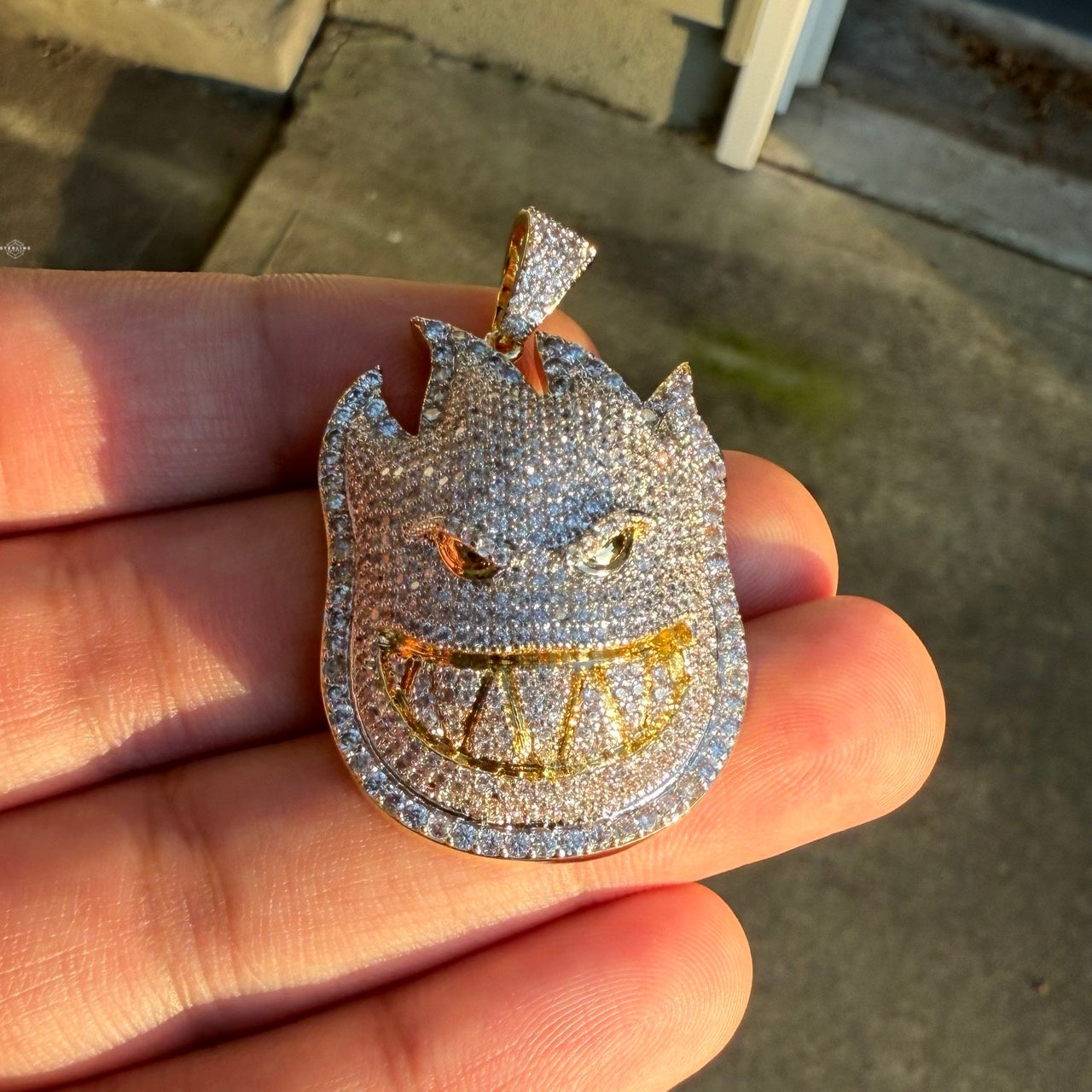 Ghost Gold Character Iced Out Pendant