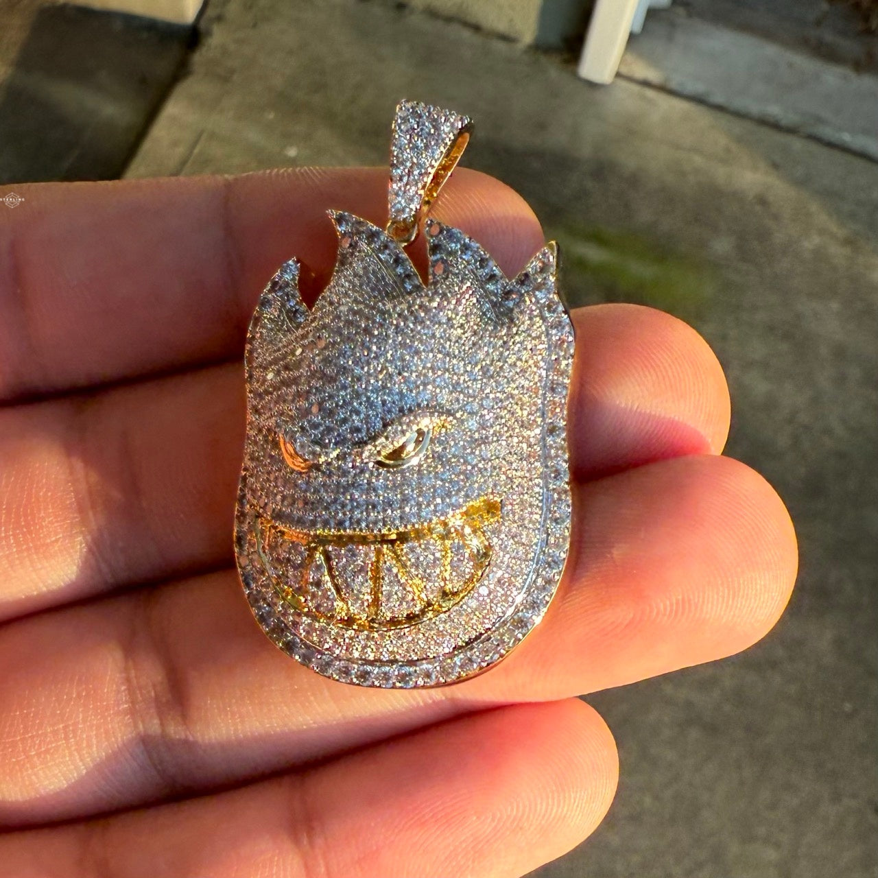 Ghost Gold Character Iced Out Pendant
