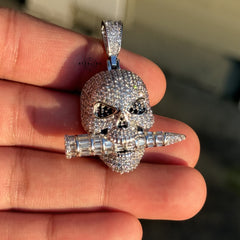 Skull with Bullet Iced Out Pendant