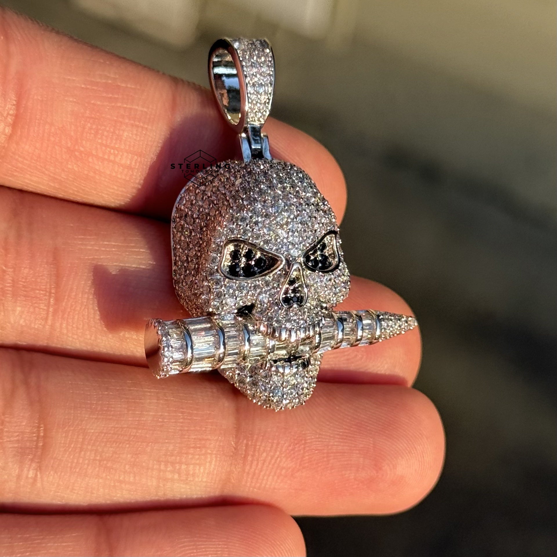 Skull with Bullet Iced Out Pendant