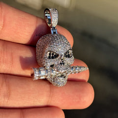 Skull with Bullet Iced Out Pendant