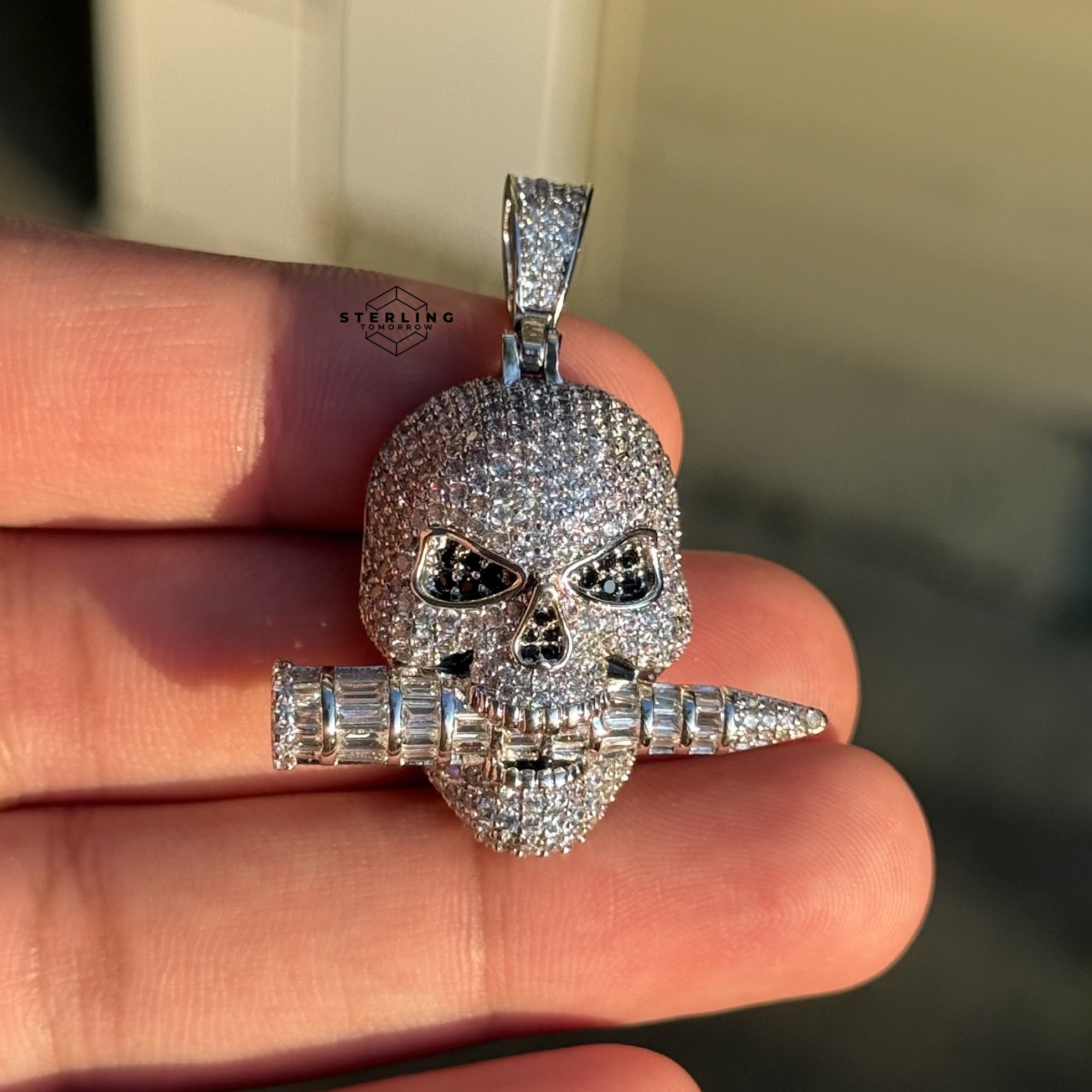 Skull with Bullet Iced Out Pendant