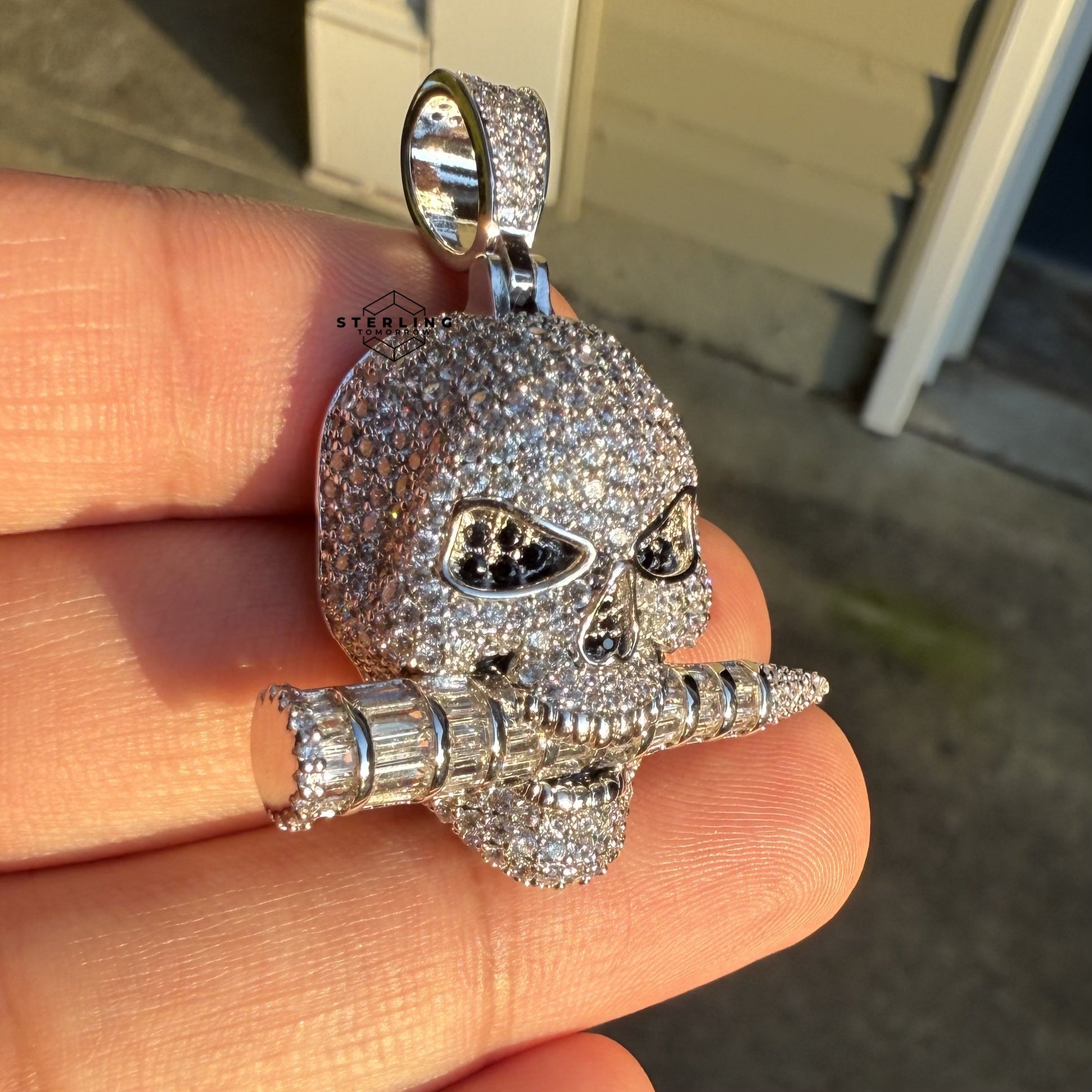 Skull with Bullet Iced Out Pendant