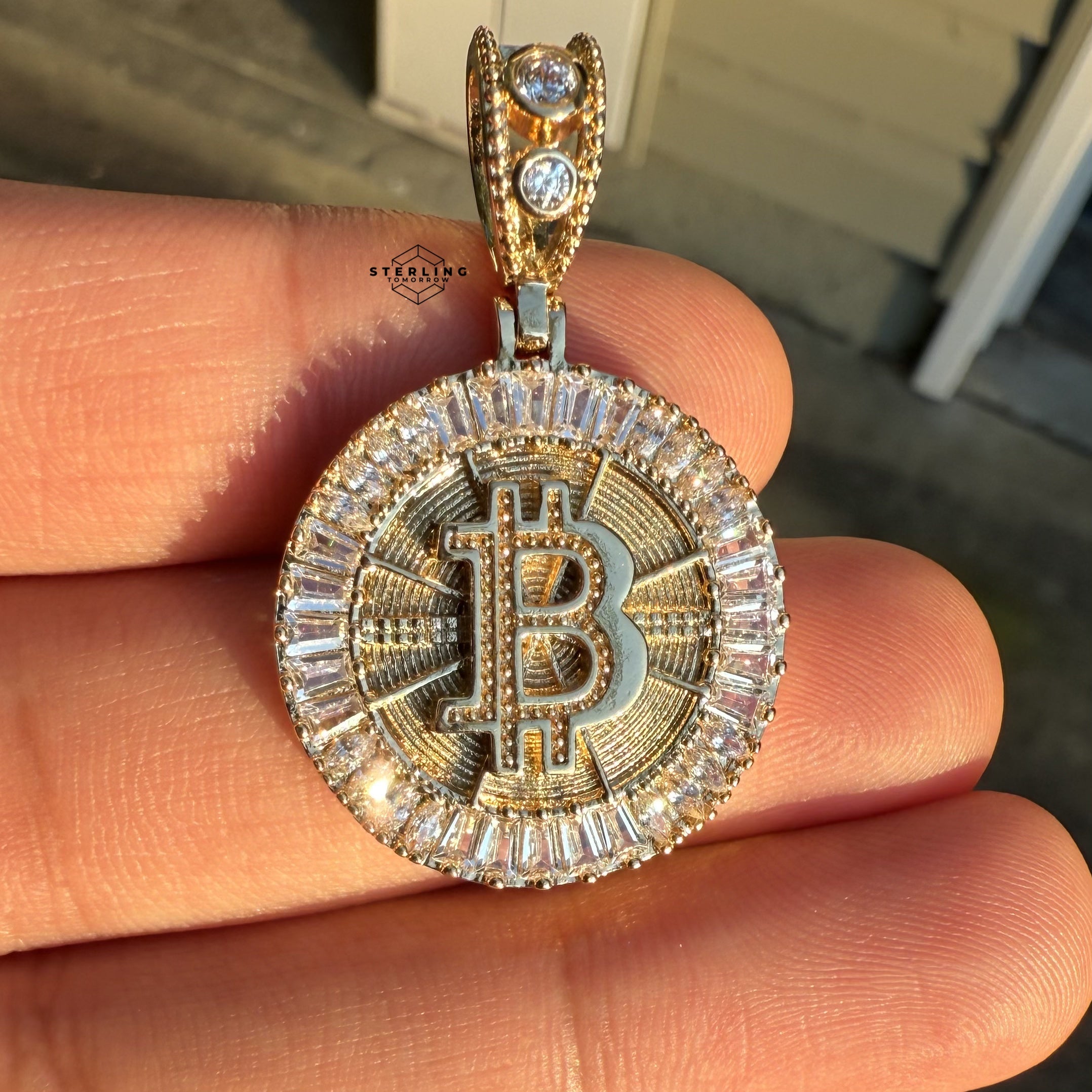 Small Bitcoin Baguette Pendant