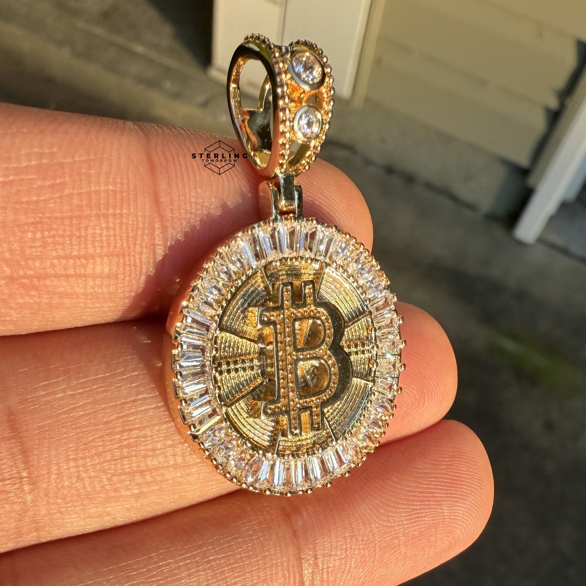 Small Bitcoin Baguette Pendant