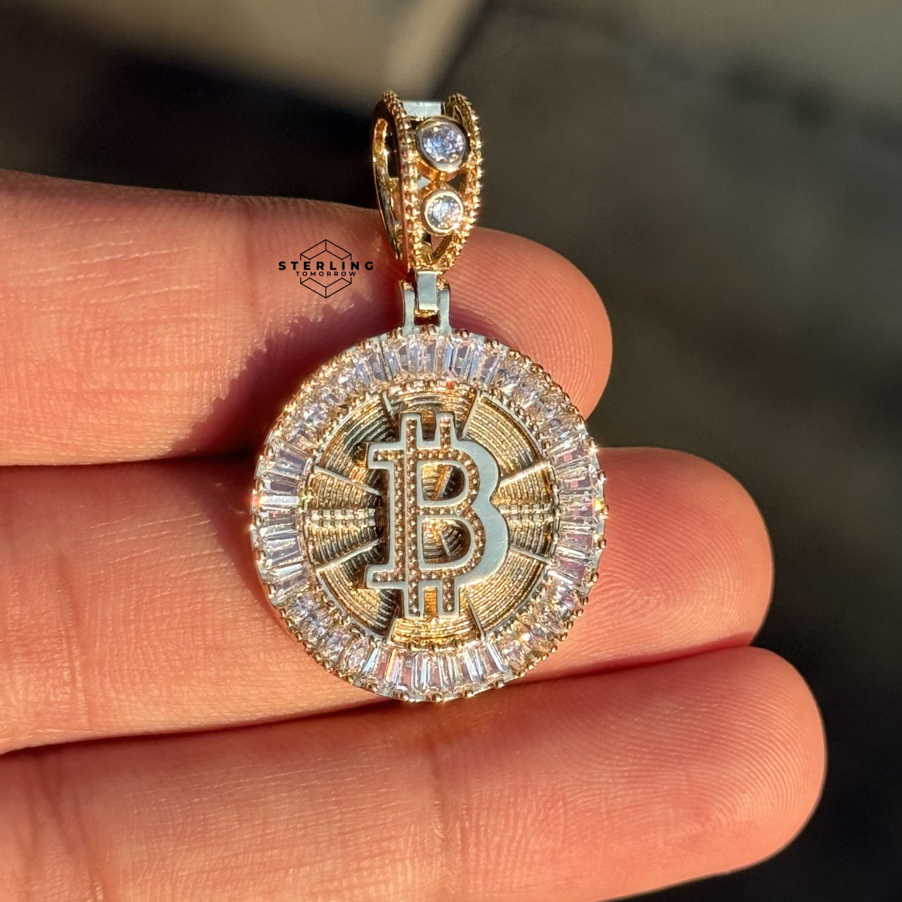 Small Bitcoin Baguette Pendant