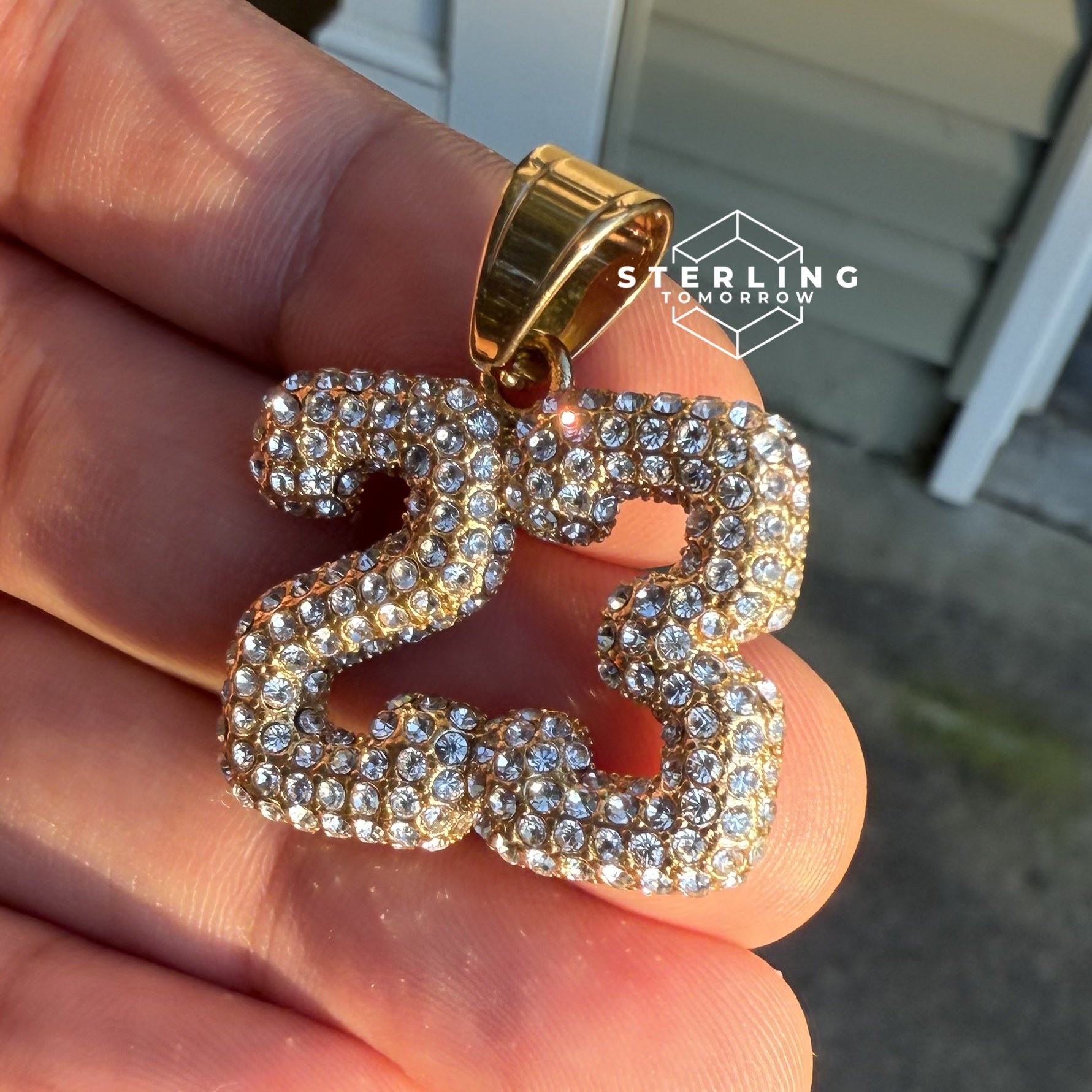 "23" Iced Out Stainless Steel Pendant