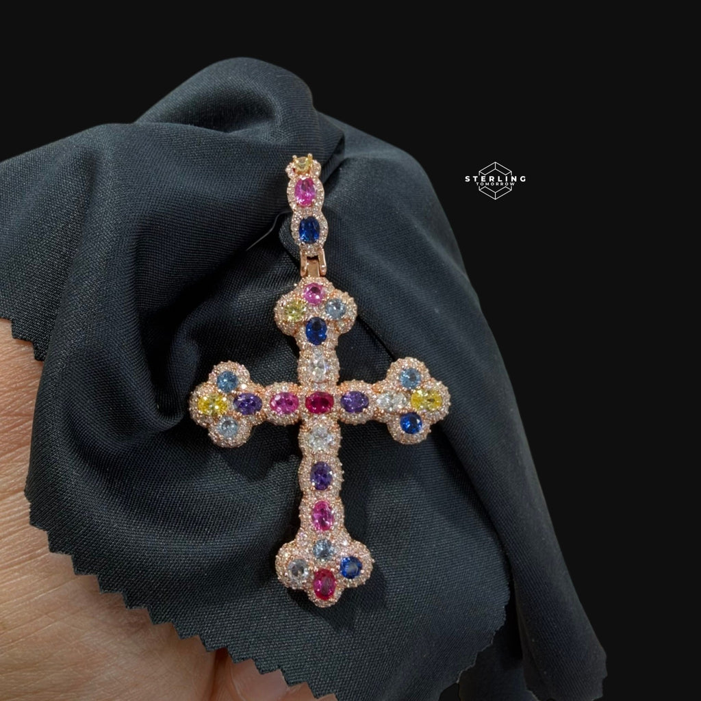 Moissanite Cross Pendant 925 / Rose Gold