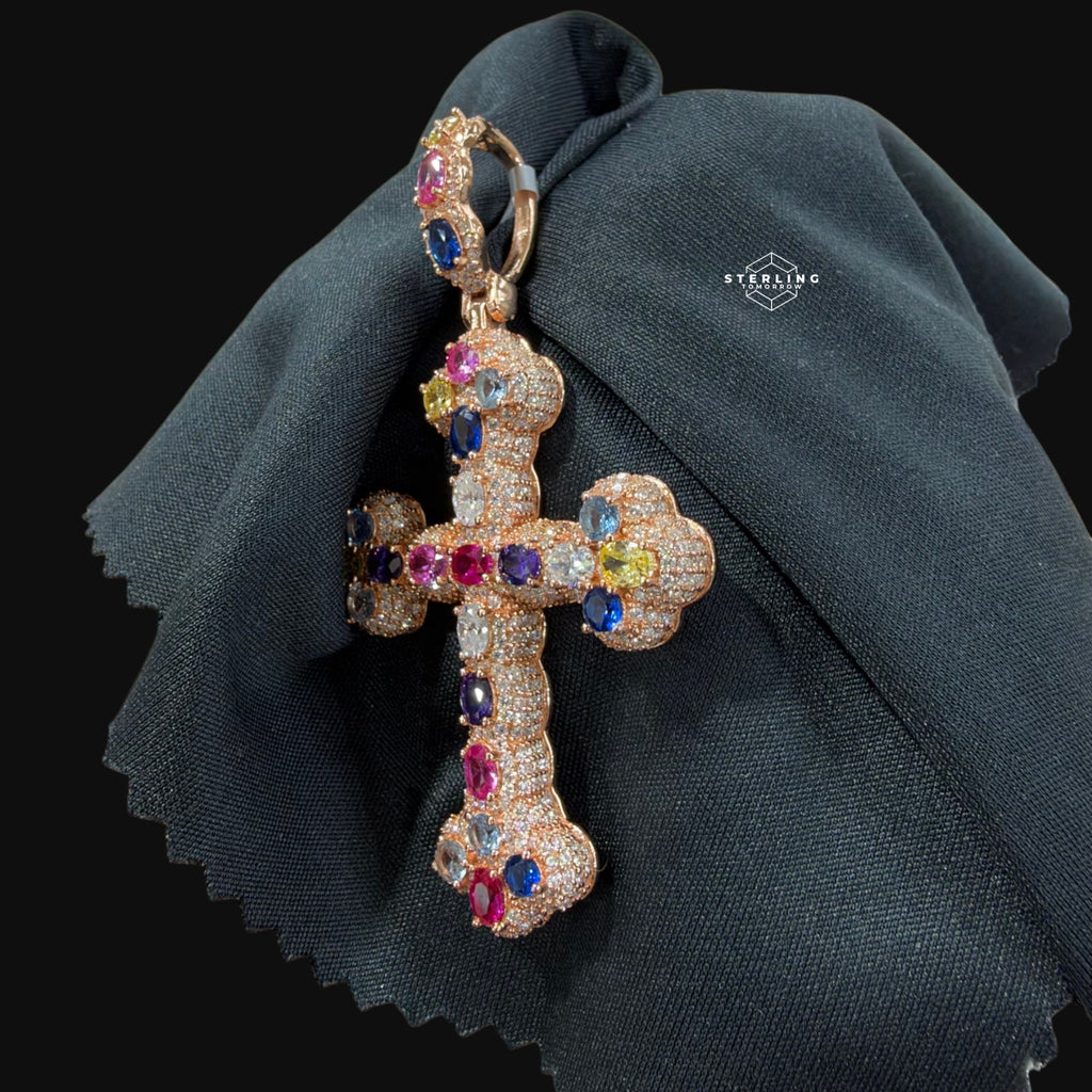 Moissanite Cross Pendant 925 / Rose Gold