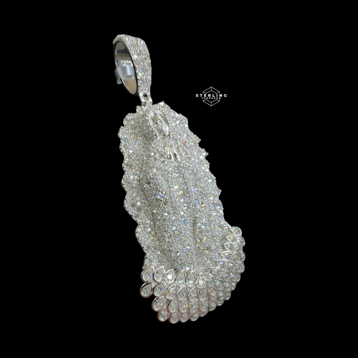 Moissanite Virgin Mary Pendant Reverse Set