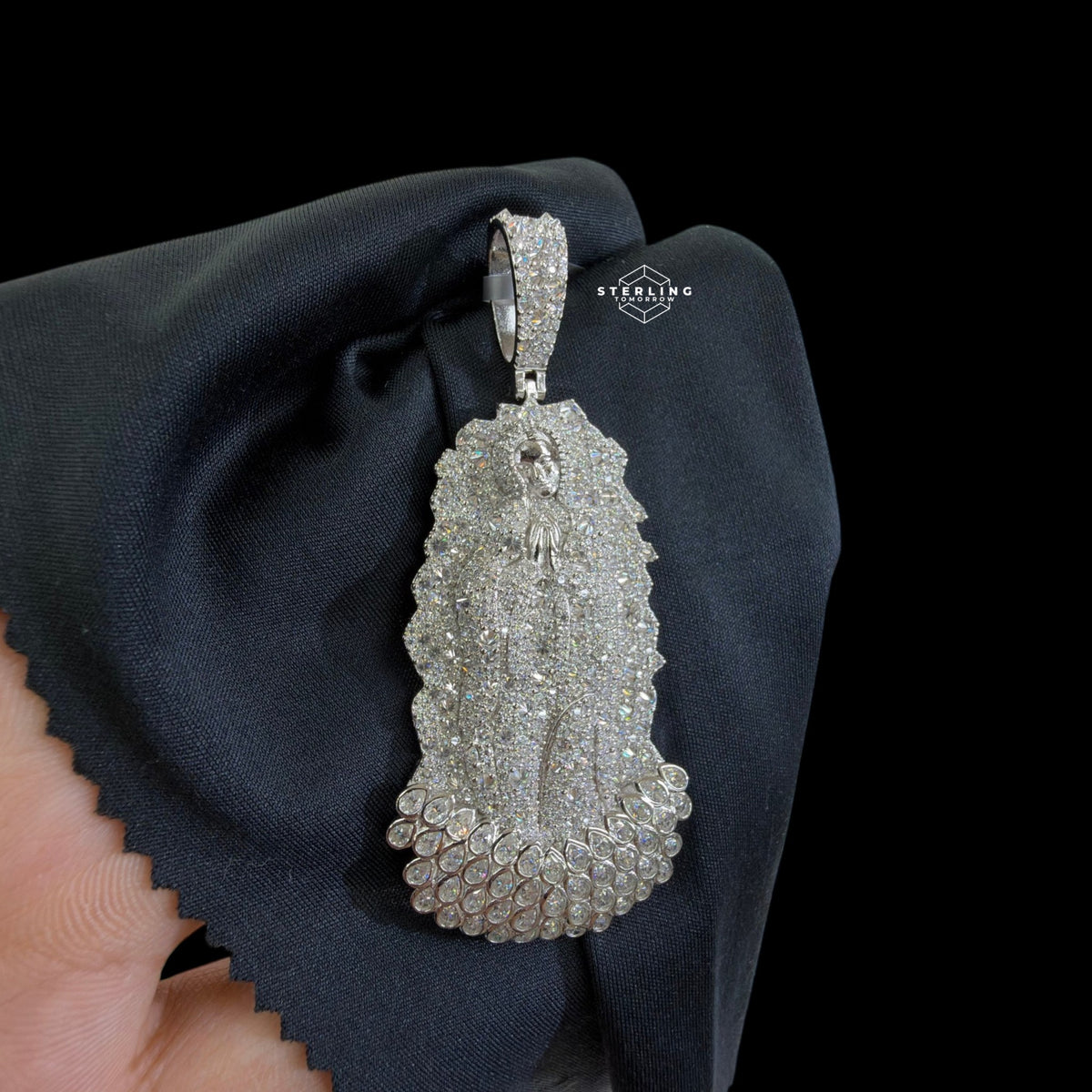 Moissanite Virgin Mary Pendant Reverse Set