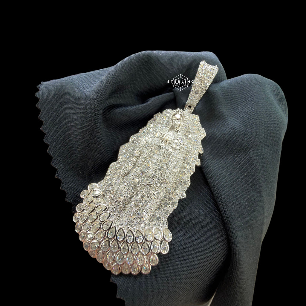 Moissanite Virgin Mary Pendant Reverse Set