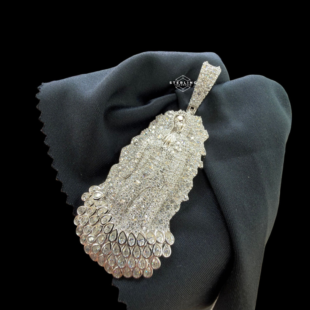 Moissanite Virgin Mary Pendant Reverse Set