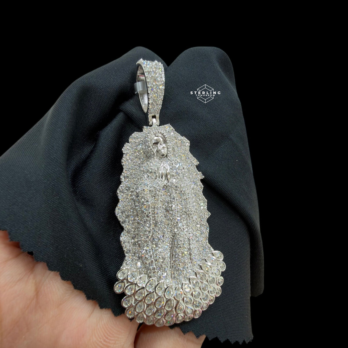 Moissanite Virgin Mary Pendant Reverse Set