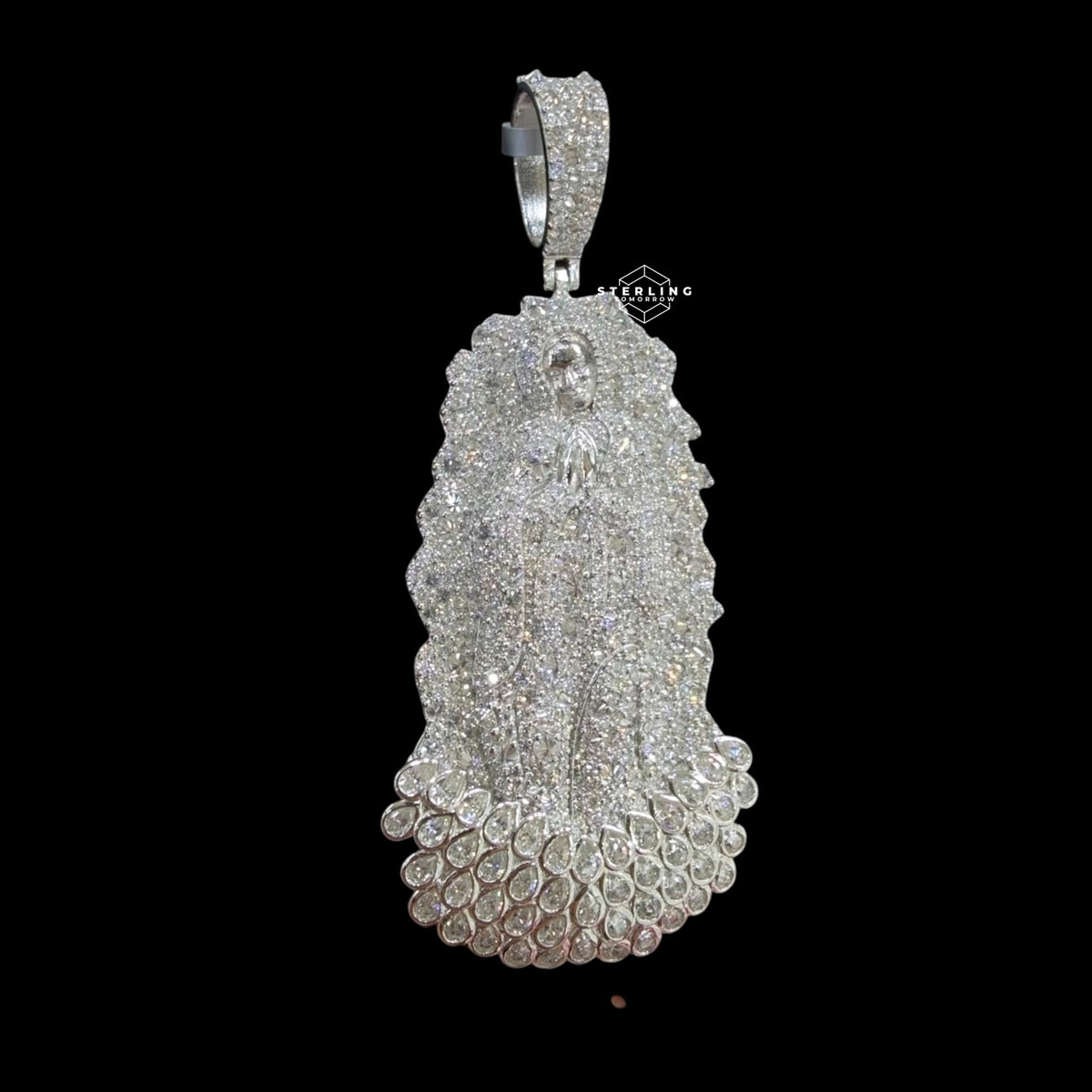 Moissanite Virgin Mary Pendant Reverse Set