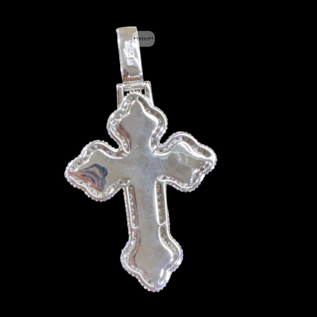 Moissanite Pear Baguette Cross Pendant, 925 Silver Iced Out Hip Hop Necklace