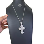Moissanite Pear Baguette Cross Pendant, 925 Silver Iced Out Hip Hop Necklace