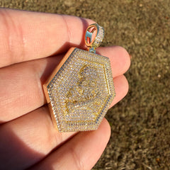 Skull 14k Gold Plated Iced CZ Pendant + Steel Rope Chain