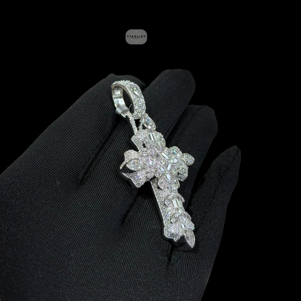 Moissanite Pear Iced Out Cross Pendant