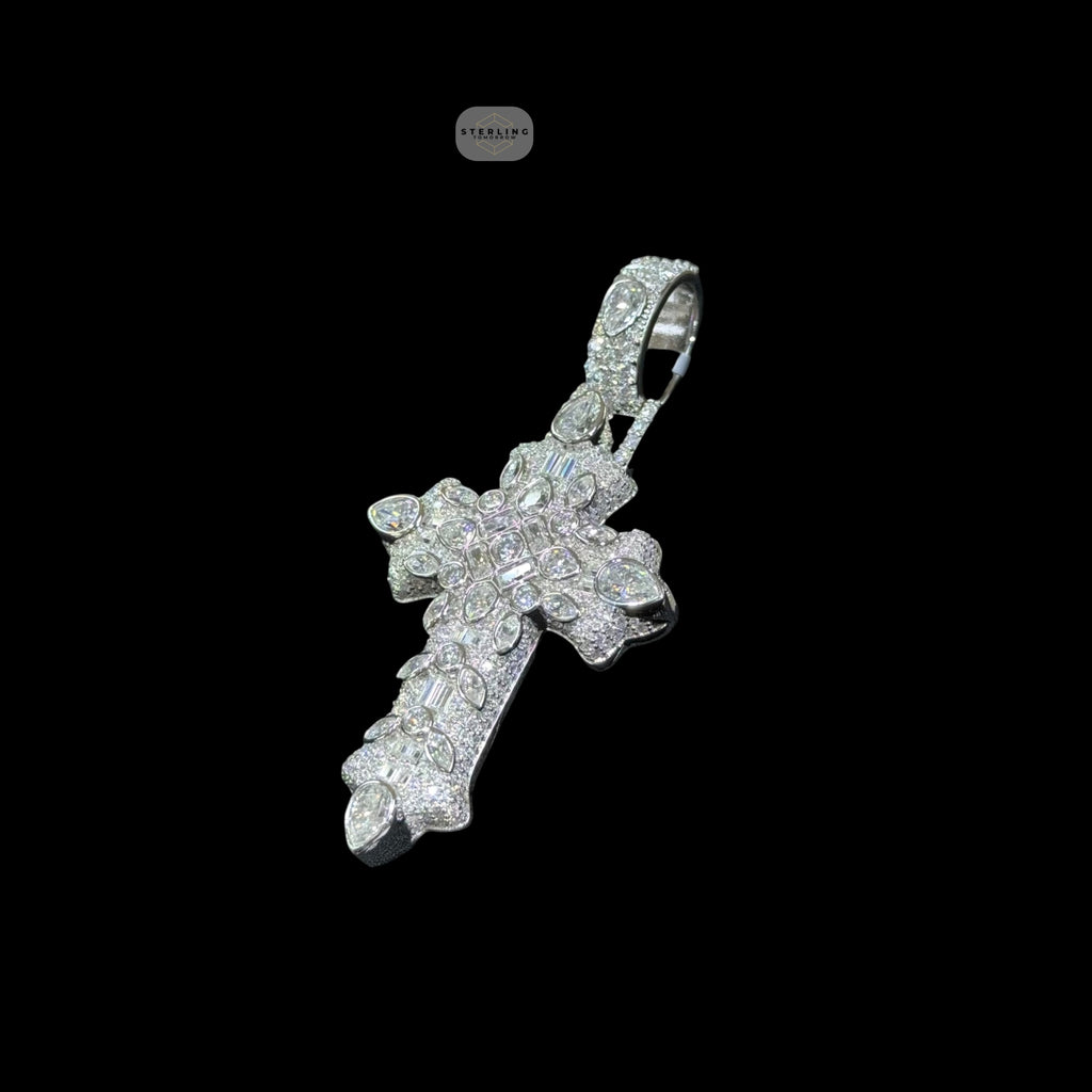 Moissanite Pear Iced Out Cross Pendant