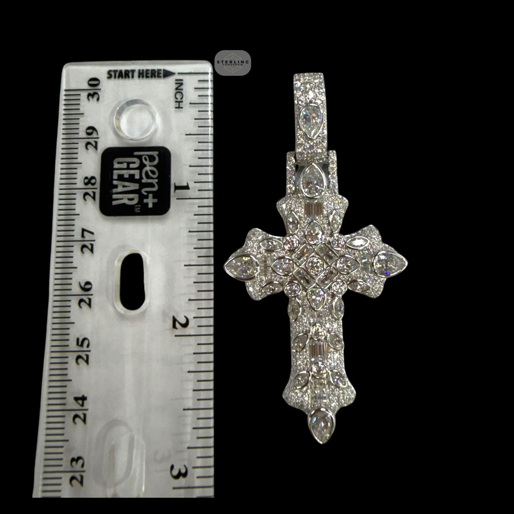 Moissanite Pear Iced Out Cross Pendant
