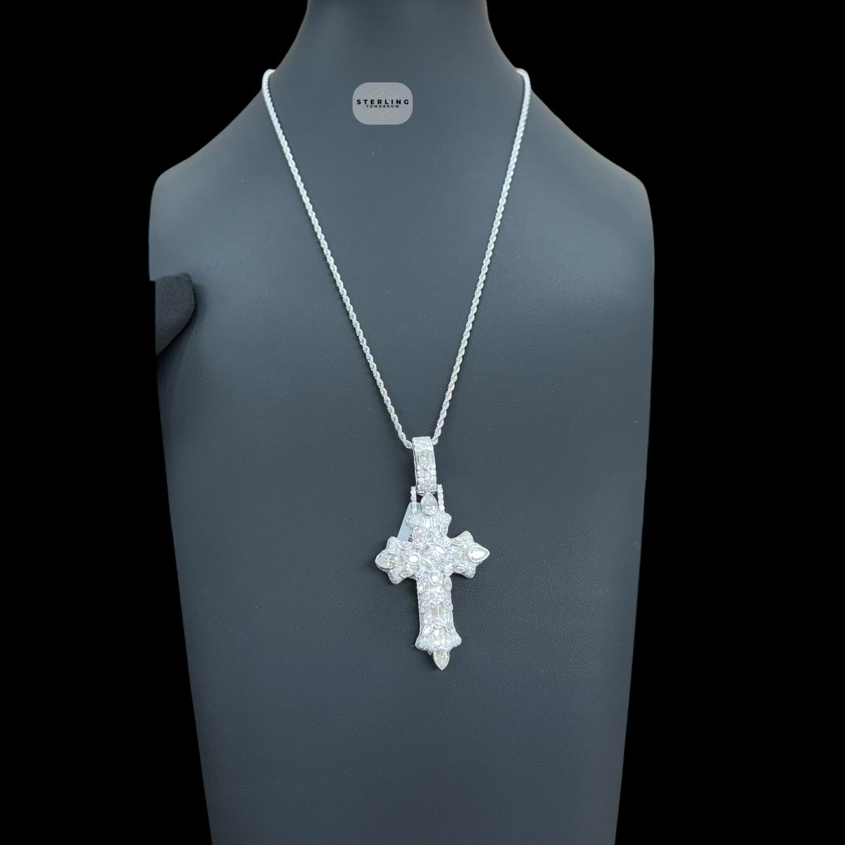 Moissanite Pear Iced Out Cross Pendant