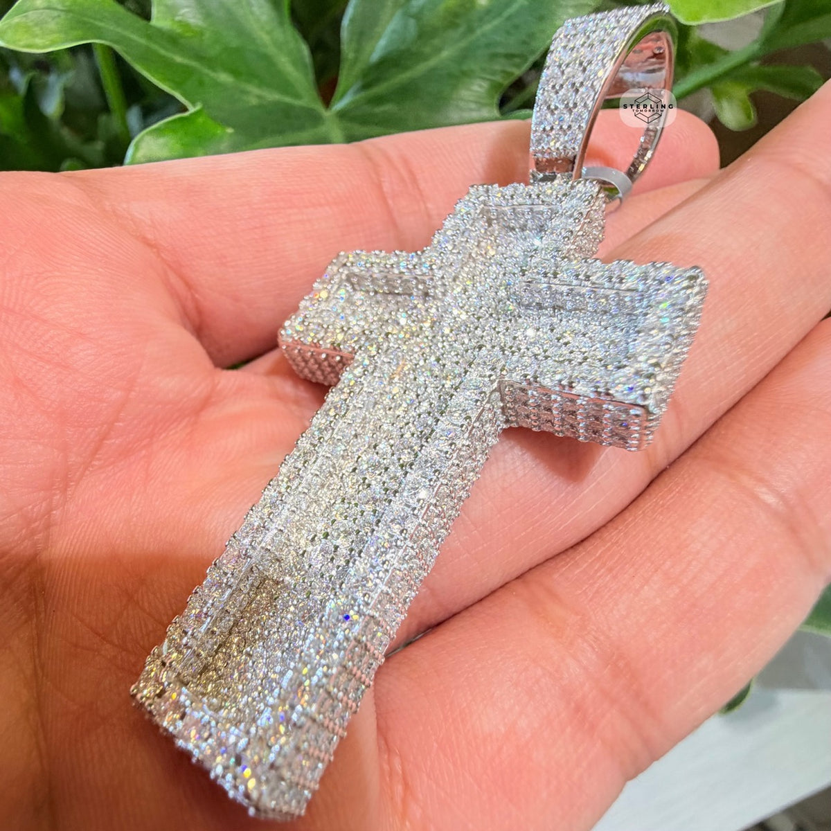 Moissanite 3" 3D Cross Pendant