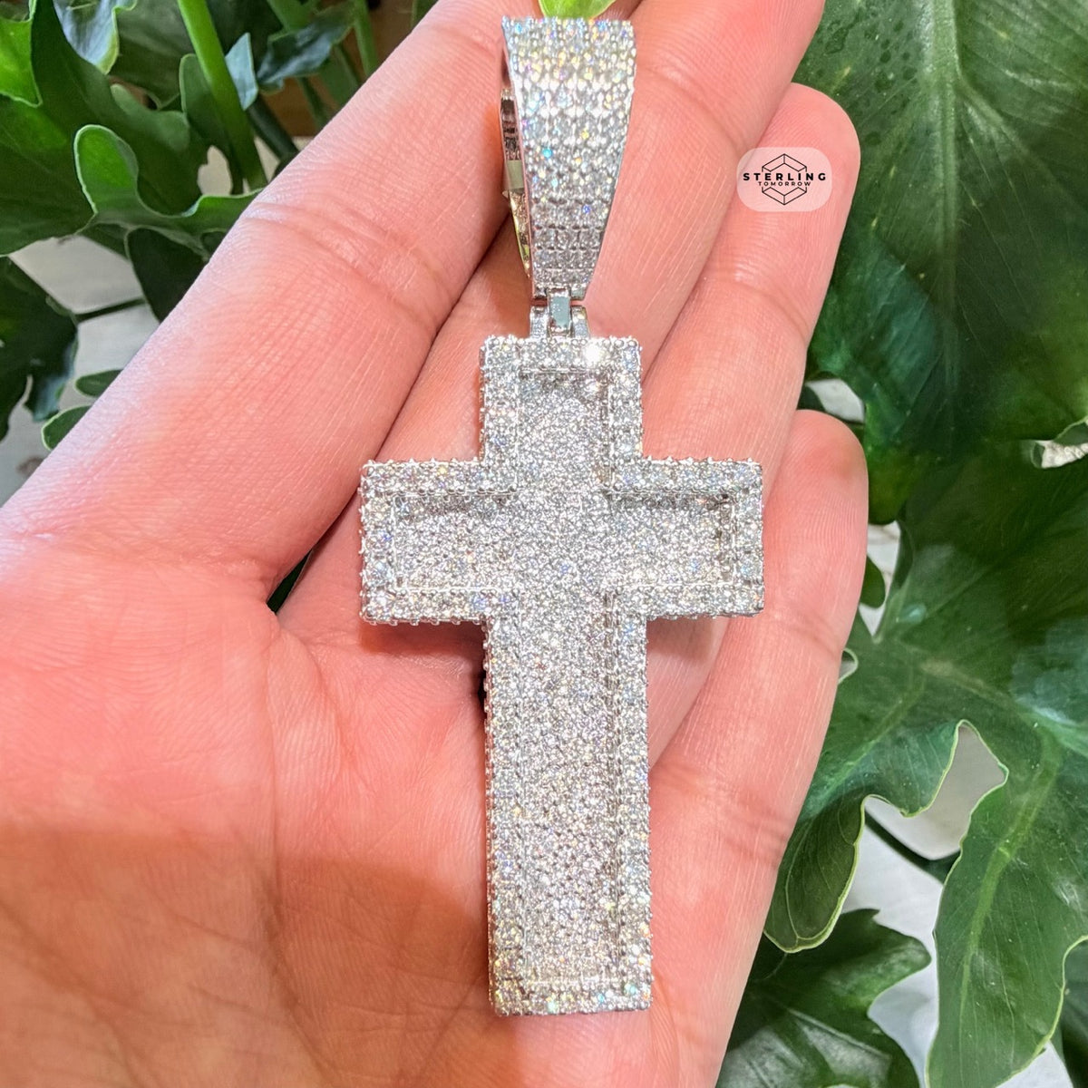 Moissanite 3" 3D Cross Pendant
