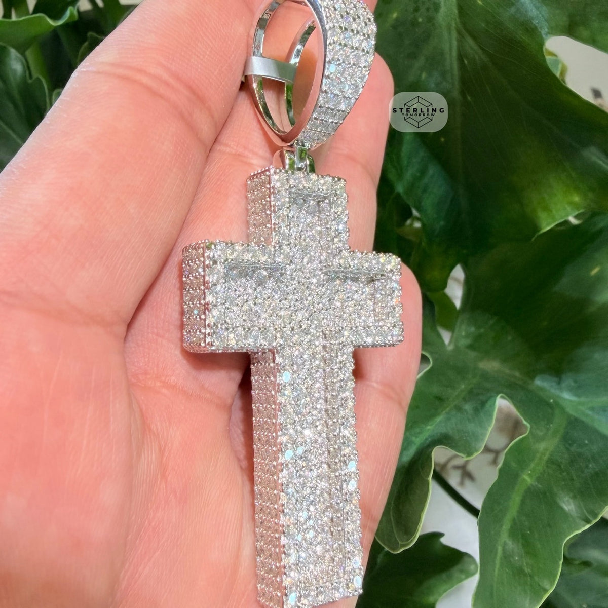 Moissanite 3" 3D Cross Pendant
