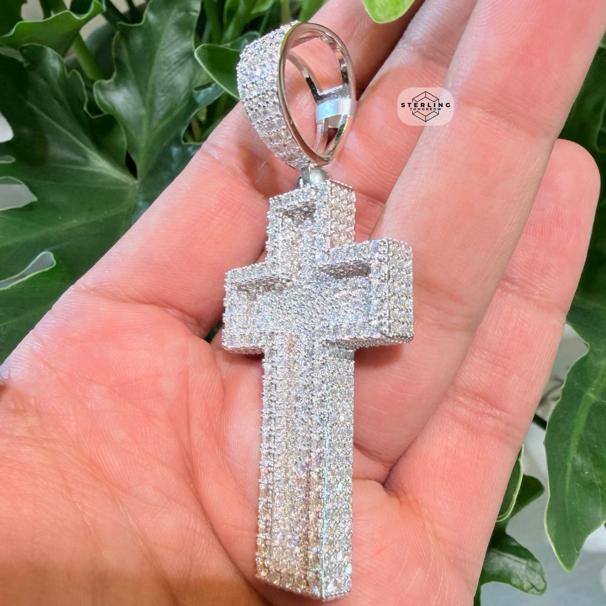 Moissanite 3" 3D Cross Pendant