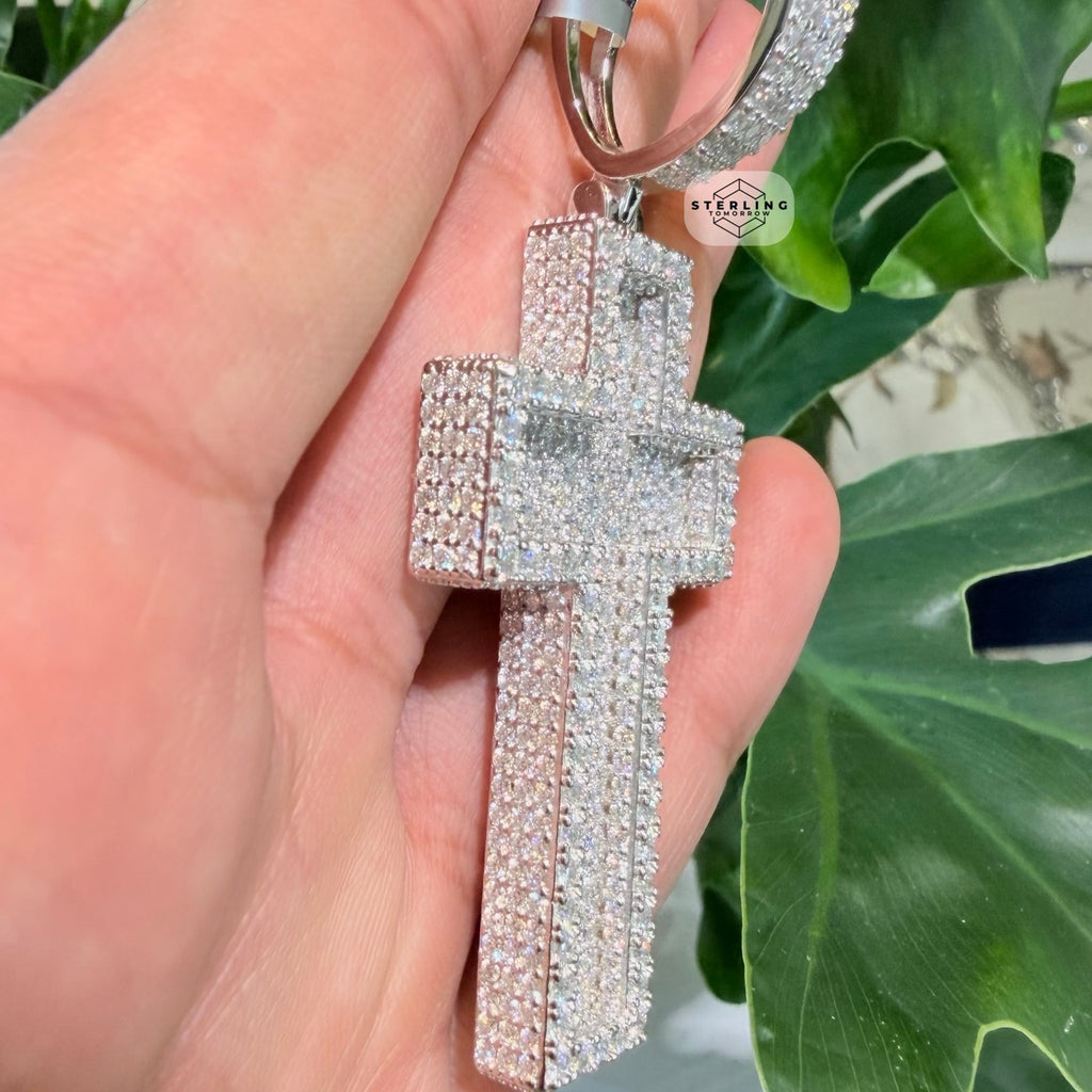 Moissanite 3" 3D Cross Pendant
