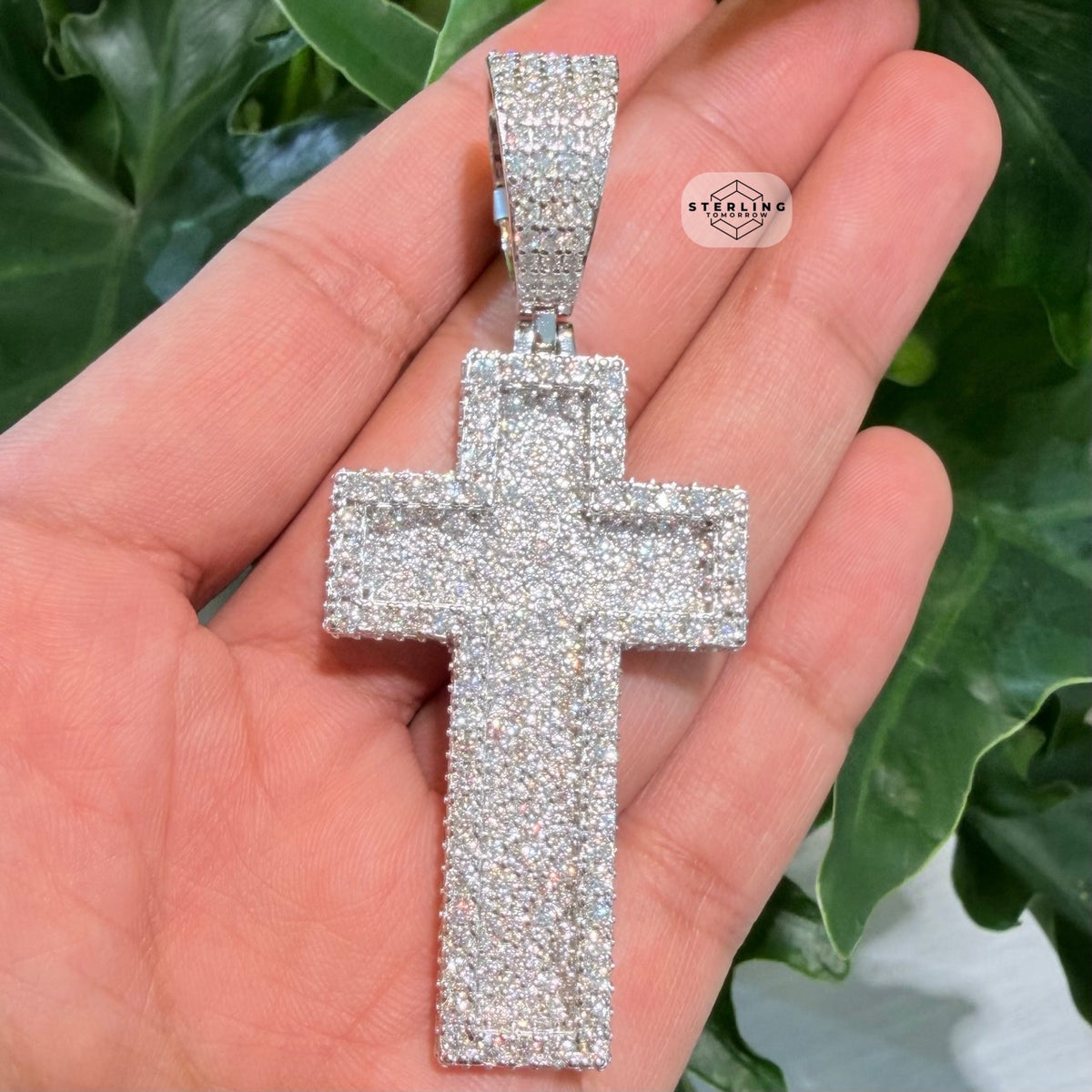 Moissanite 3" 3D Cross Pendant