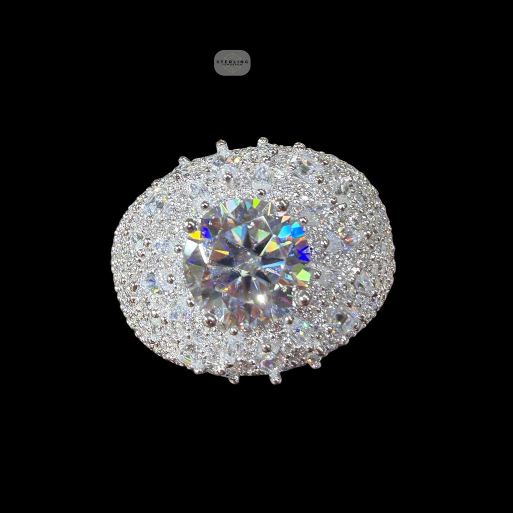 Moissanite Cluster Mens Ring